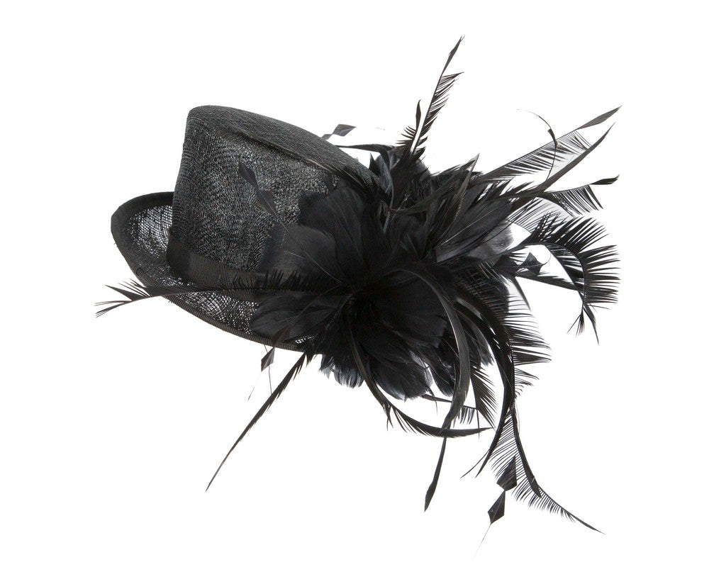 Black sinamay and feathers fascinator-5