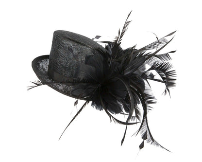 Black sinamay and feathers fascinator-5