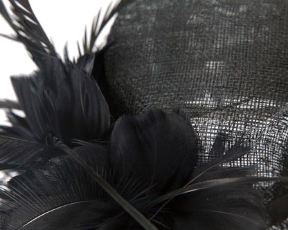 Black sinamay and feathers fascinator-4