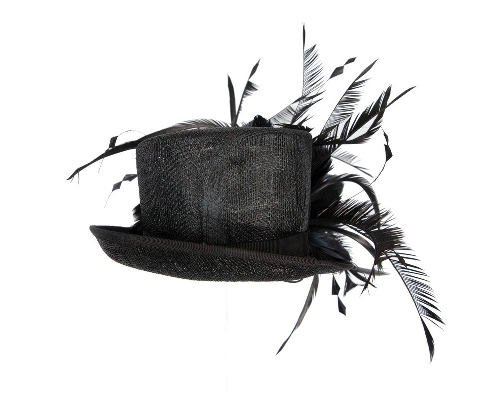 Black sinamay and feathers fascinator-2