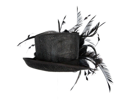Black sinamay and feathers fascinator-2