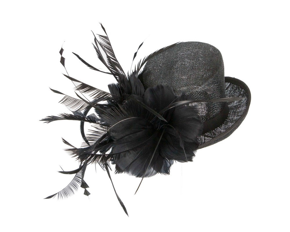 Black sinamay and feathers fascinator-1