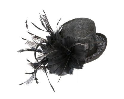Black sinamay and feathers fascinator-1