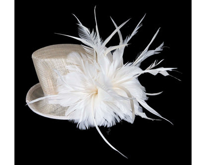 Cream sinamay and feathers fascinator-5