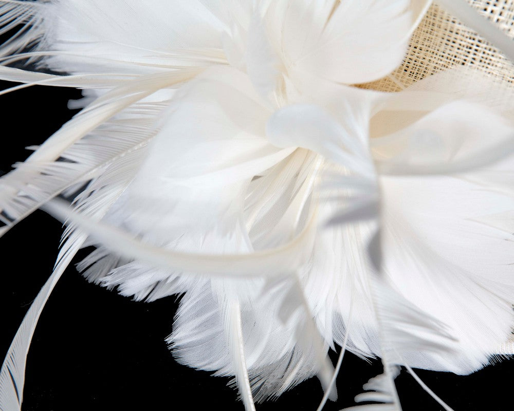 Cream sinamay and feathers fascinator-4