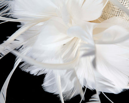 Cream sinamay and feathers fascinator-4