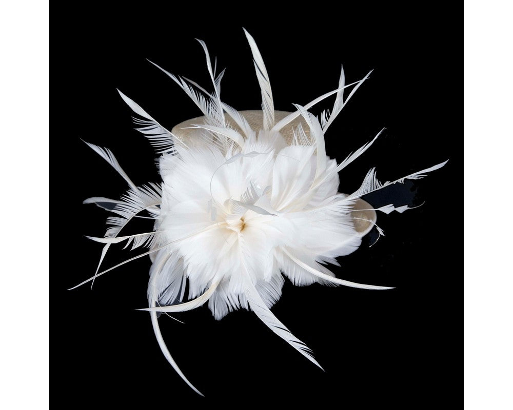 Cream sinamay and feathers fascinator-3