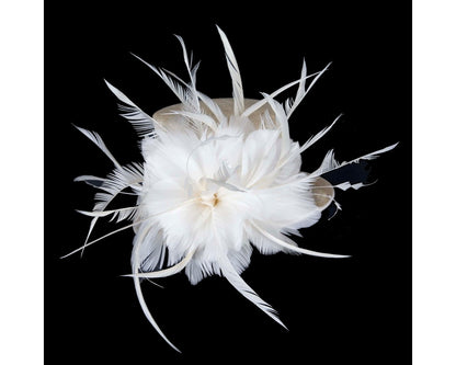 Cream sinamay and feathers fascinator-3