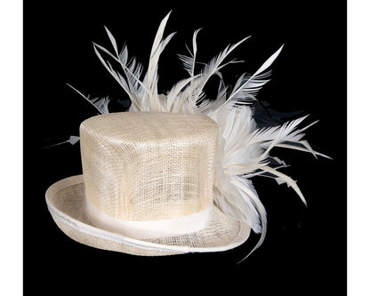 Cream sinamay and feathers fascinator-2