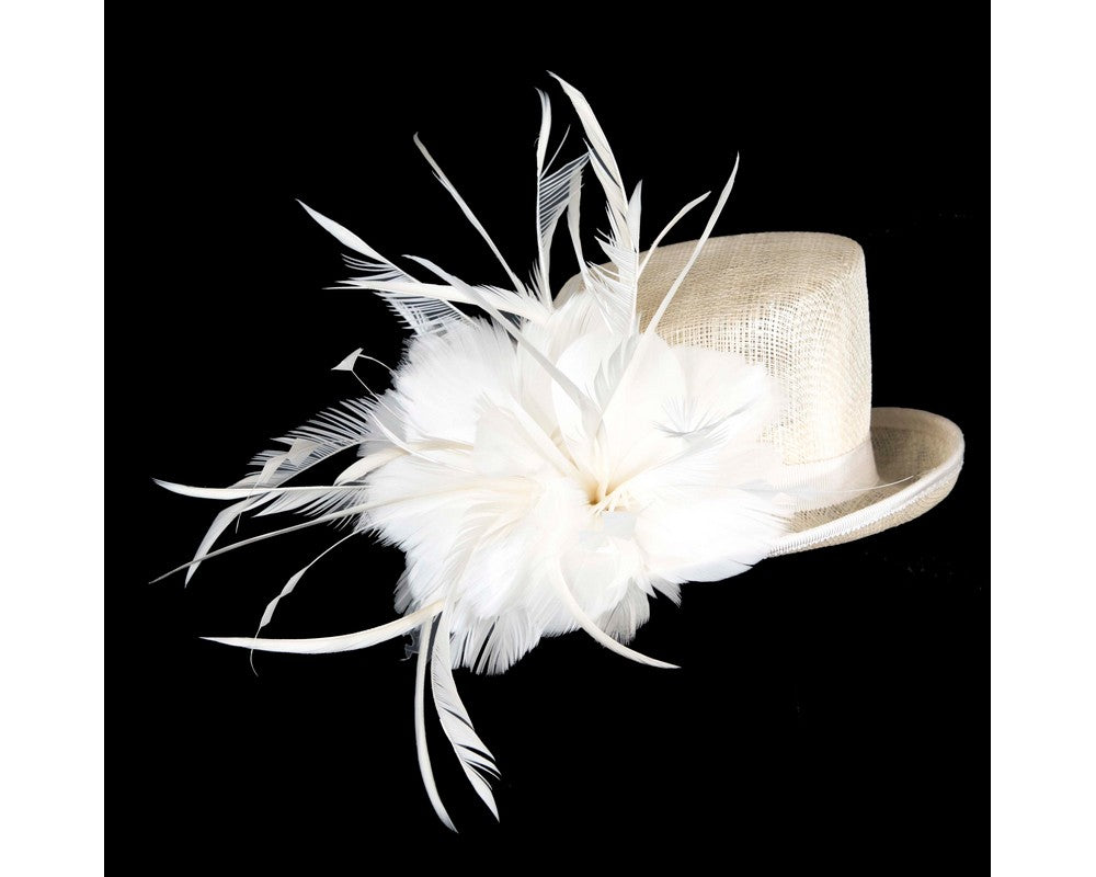 Cream sinamay and feathers fascinator-1