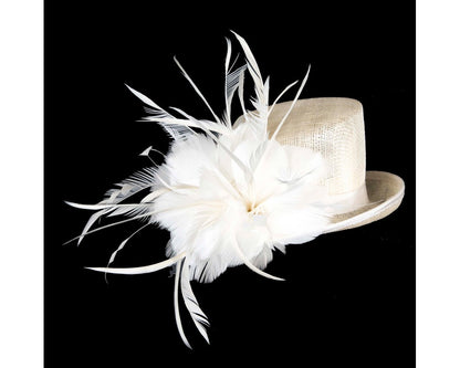 Cream sinamay and feathers fascinator-1