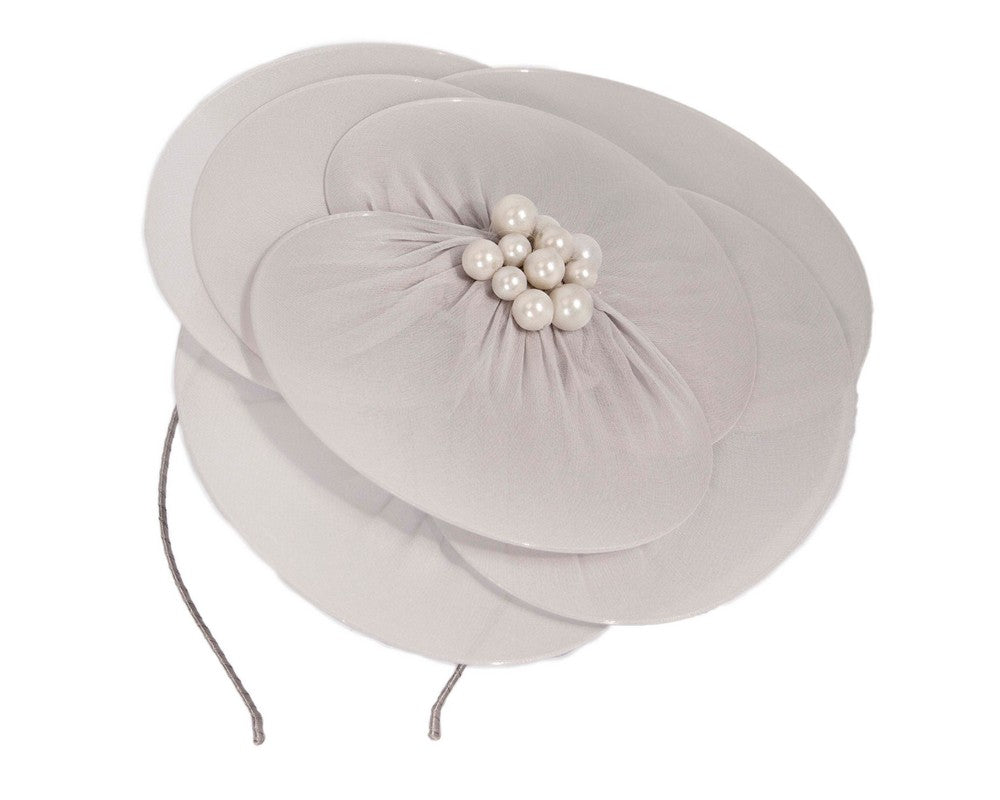 Large silver flower fascinator-1