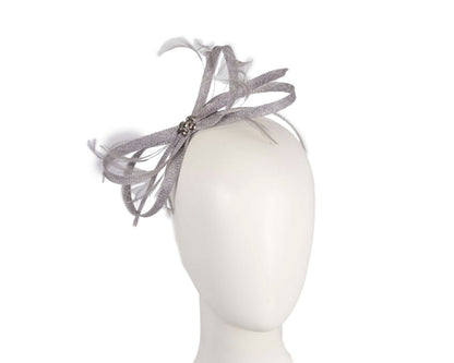 Grey sinamay loops and feathers fascinator-0