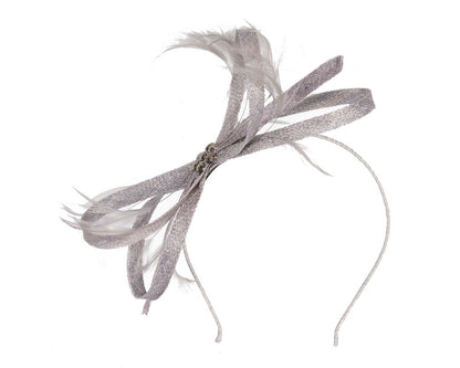 Grey sinamay loops and feathers fascinator-1