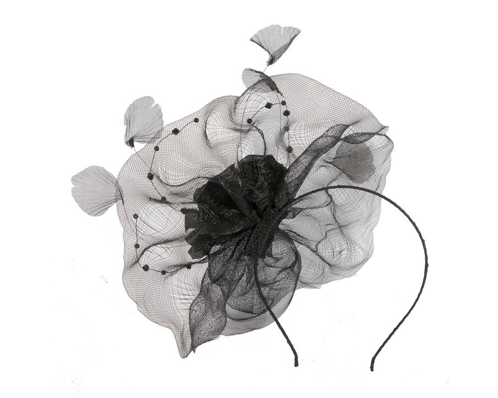 Large black fascinator with flower SPSC46-3