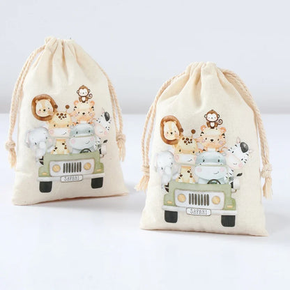 Set of 6 cotton canvas bags with multi-variant animals-2