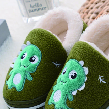 Padded Green Non-slip Slippers with Dinosaur-3