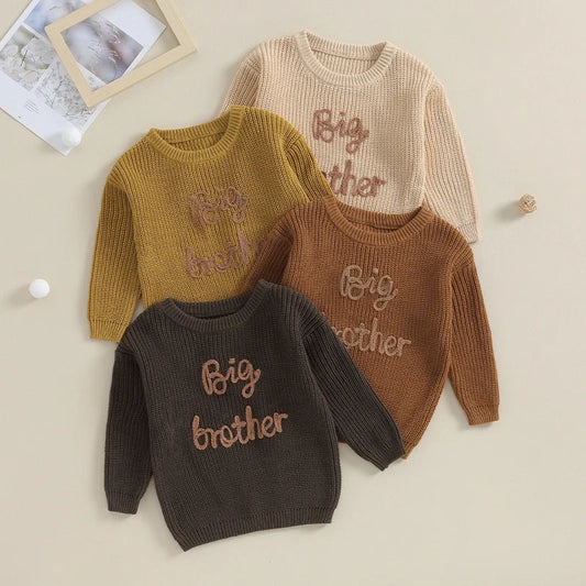 Cotton Knitted Sweater with "Big Brother" embroidery Multivariant-0