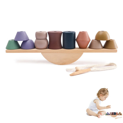 Montessori Wooden Toy Stacking&Threading for children multivariant-14