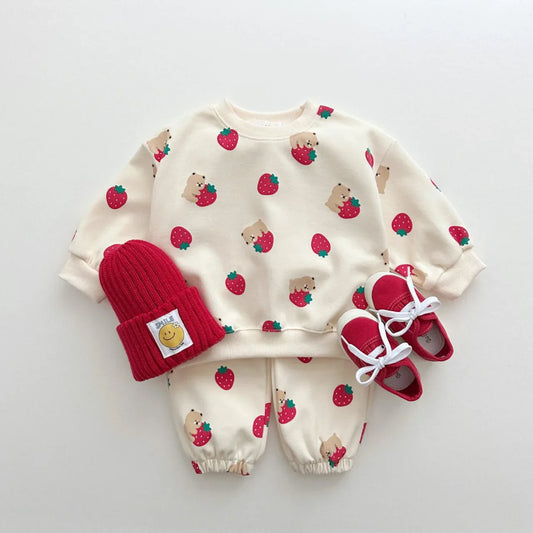 Pants and Sweatshirt Set Strawberries for Children-0