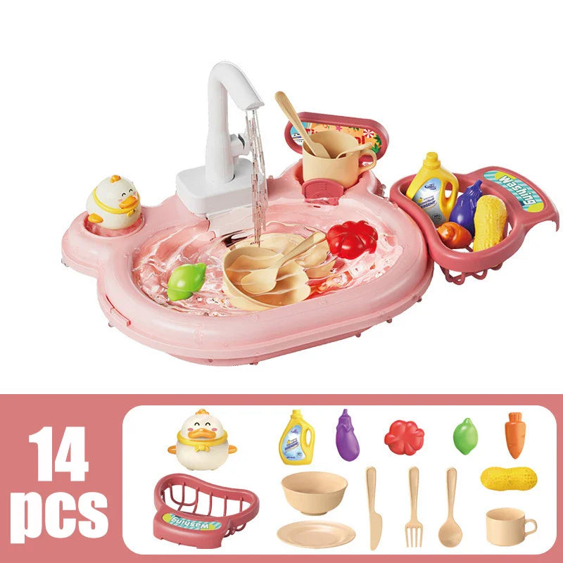 Toy Fishing at the Pool & wash the dishes! with lights and sounds for chidren multivariant-7