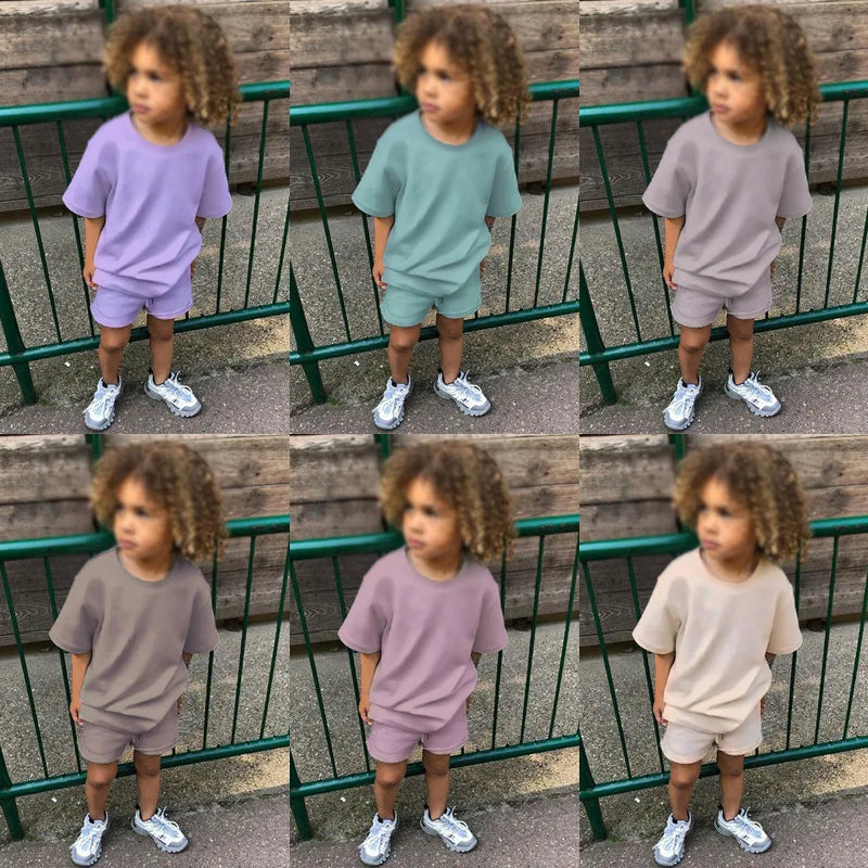 2-piece T-shirt and shorts tracksuit set for children Multivariant-0