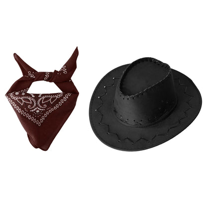 2 pcs set Head scarf and Cowboy Hat-5