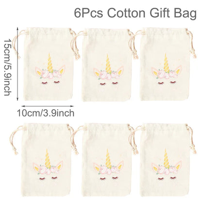Set of 6 cotton canvas bags with multi-variant animals-6