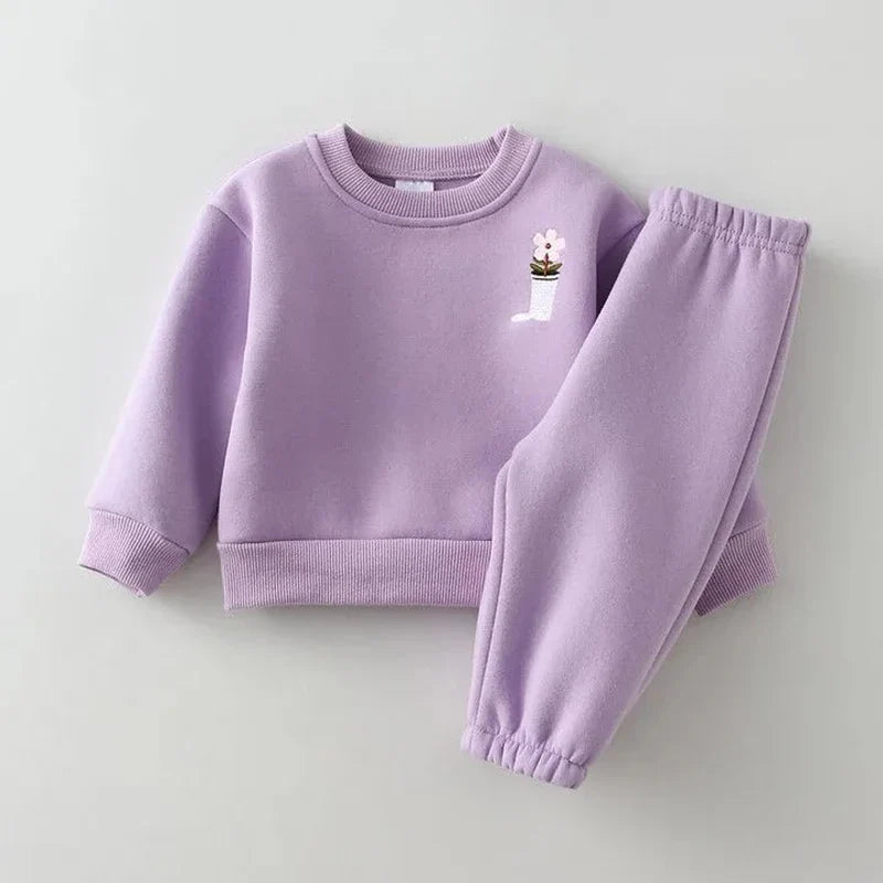 Embroidered fleece tracksuit set-3