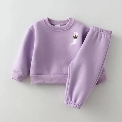 Embroidered fleece tracksuit set-3