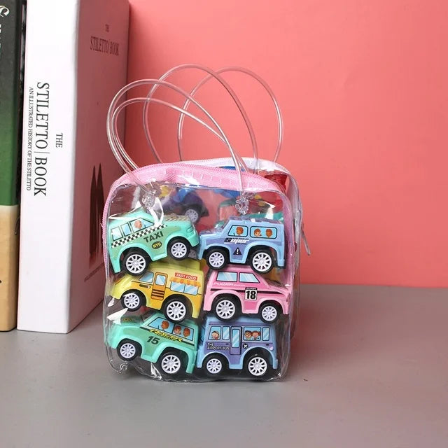 6pcs Car Model Toy Set with organizer bag for children multivariant-7