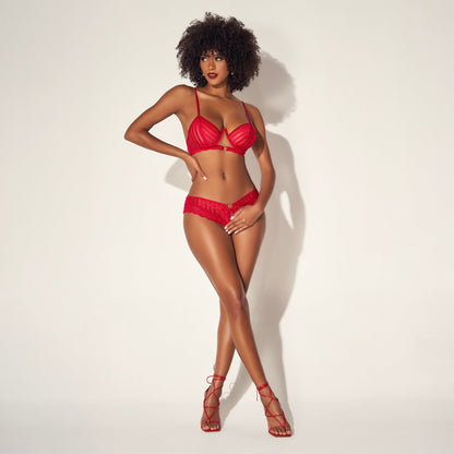 Sheer Bra & Crotchless Shorty Set Mapale Aura-3