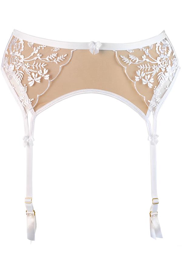 Sheer Mesh Garter Belt Axami Enigma White-2