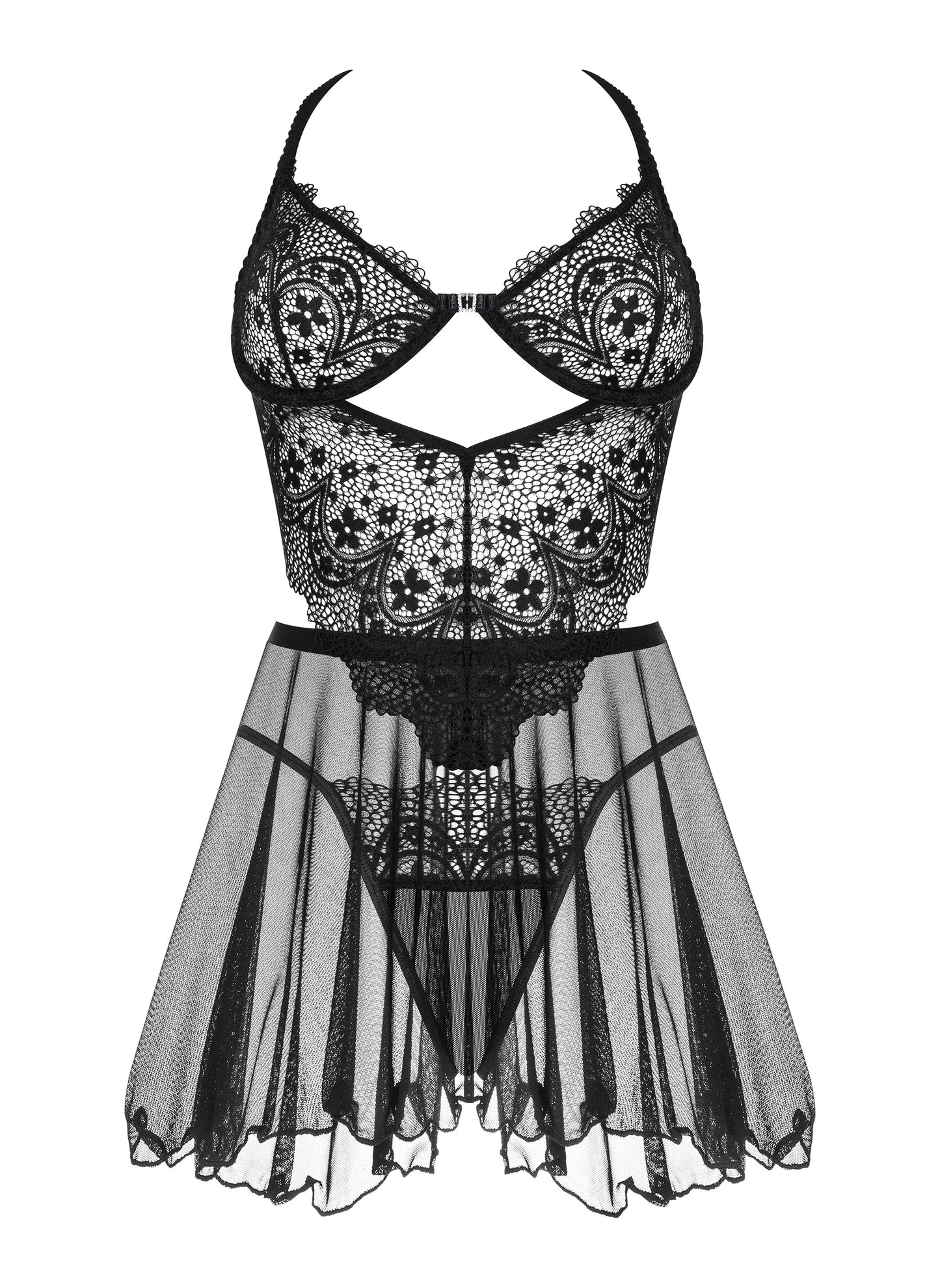 Sheer Mesh Lace Chemise Beauty Night Dark Mirage-3
