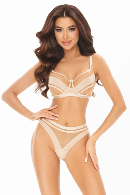 Soft Brazilian Thong Panty Axami Stripe Nude-4