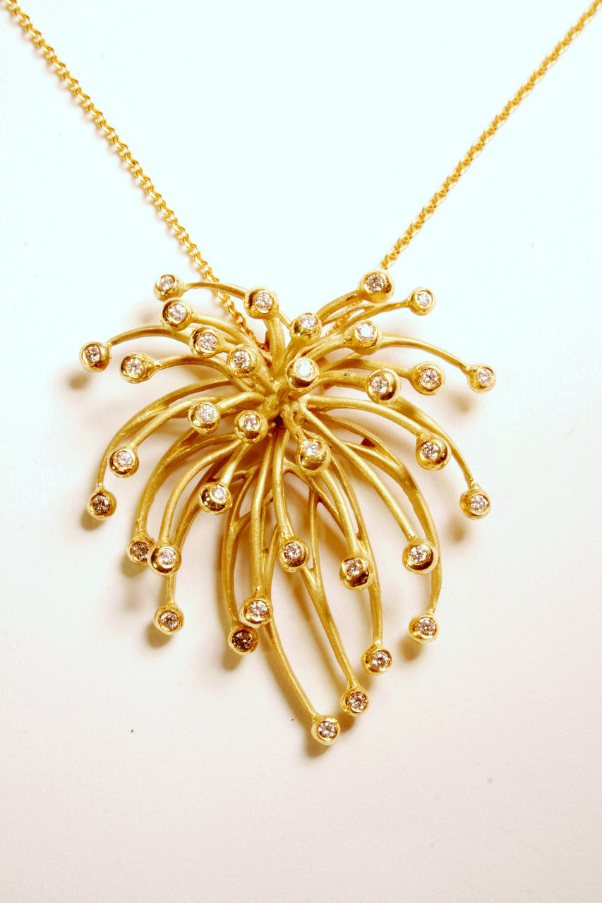 Superstar Necklace. Fireworks Pendant-Sterling Silver & diamonds with plate options