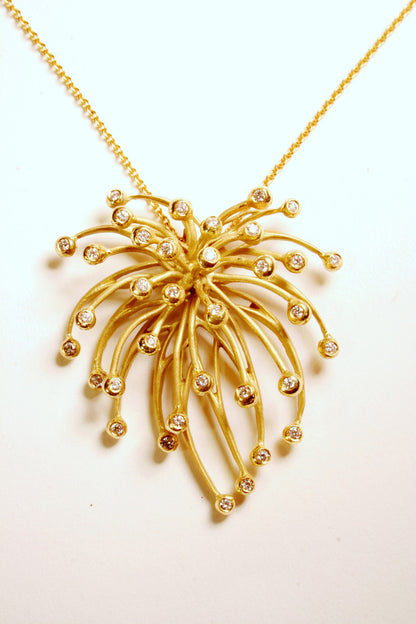 Superstar Necklace. Fireworks Pendant-Sterling Silver & diamonds with plate options