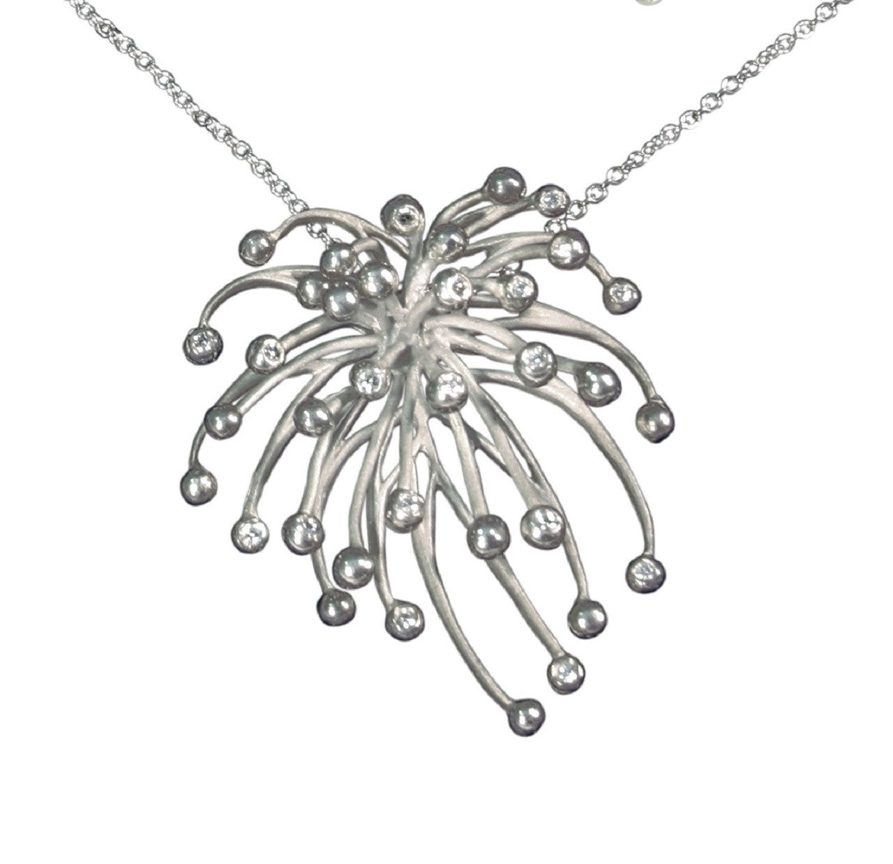 Superstar Necklace. Fireworks Pendant-Sterling Silver & diamonds with plate options
