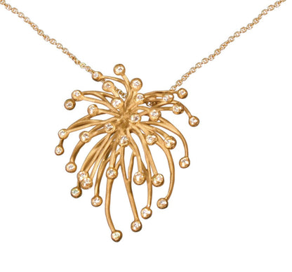 Superstar Necklace. Fireworks Pendant-Sterling Silver & diamonds with plate options