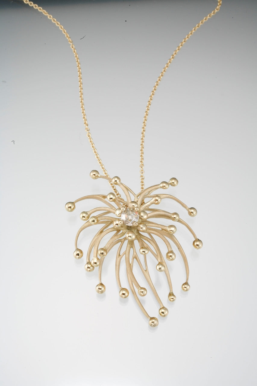 Superstar Necklace. Fireworks Pendant-Sterling Silver & diamonds with plate options