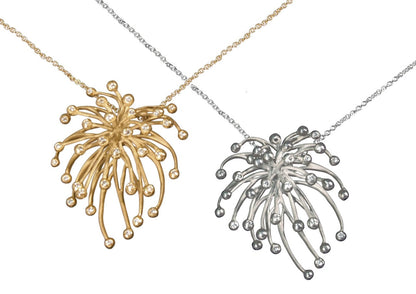 Superstar Necklace. Fireworks Pendant-Sterling Silver & diamonds with plate options