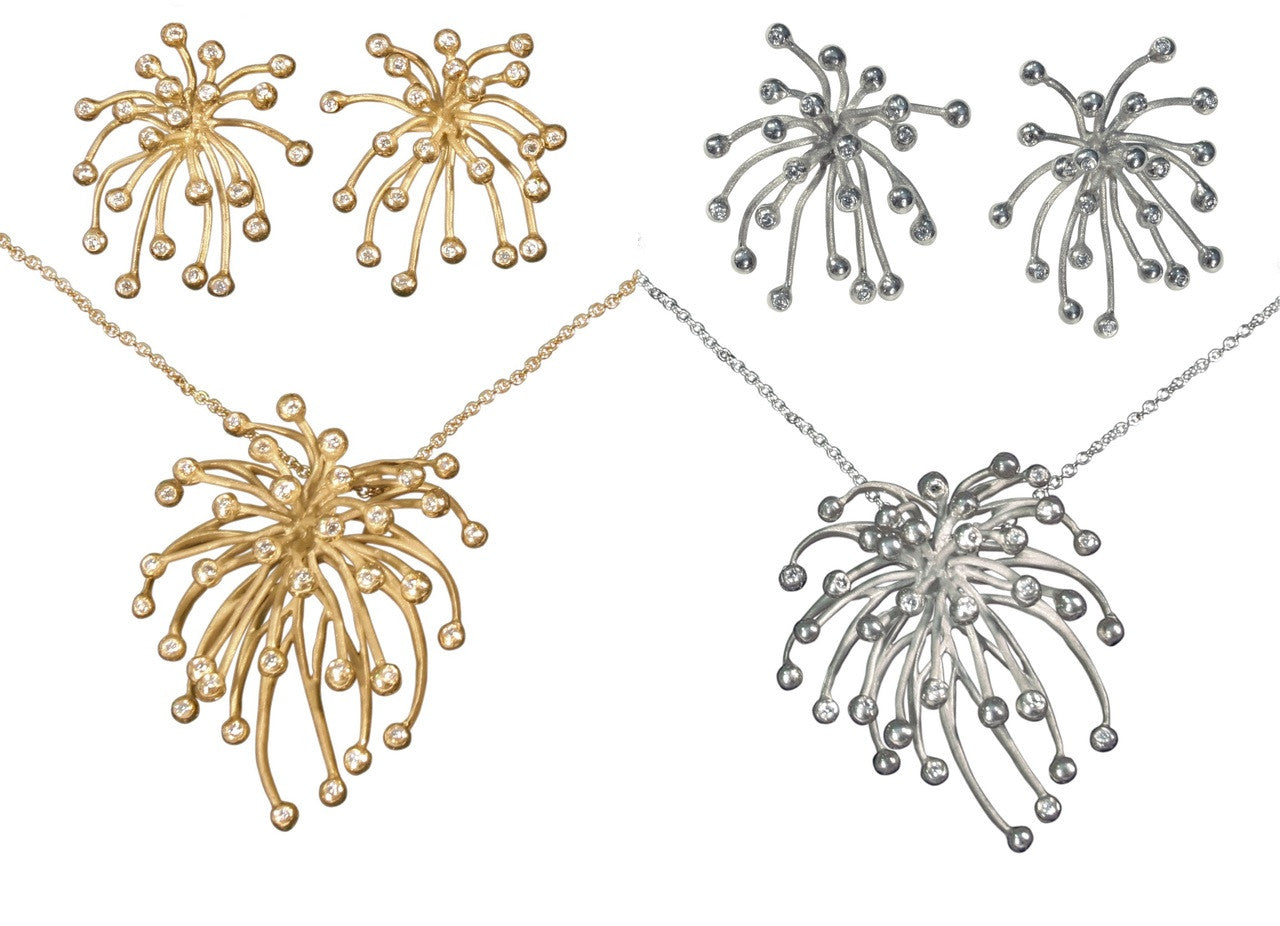 Superstar Necklace. Fireworks Pendant-Diamonds in 18K Gold: Life is a Celebration!