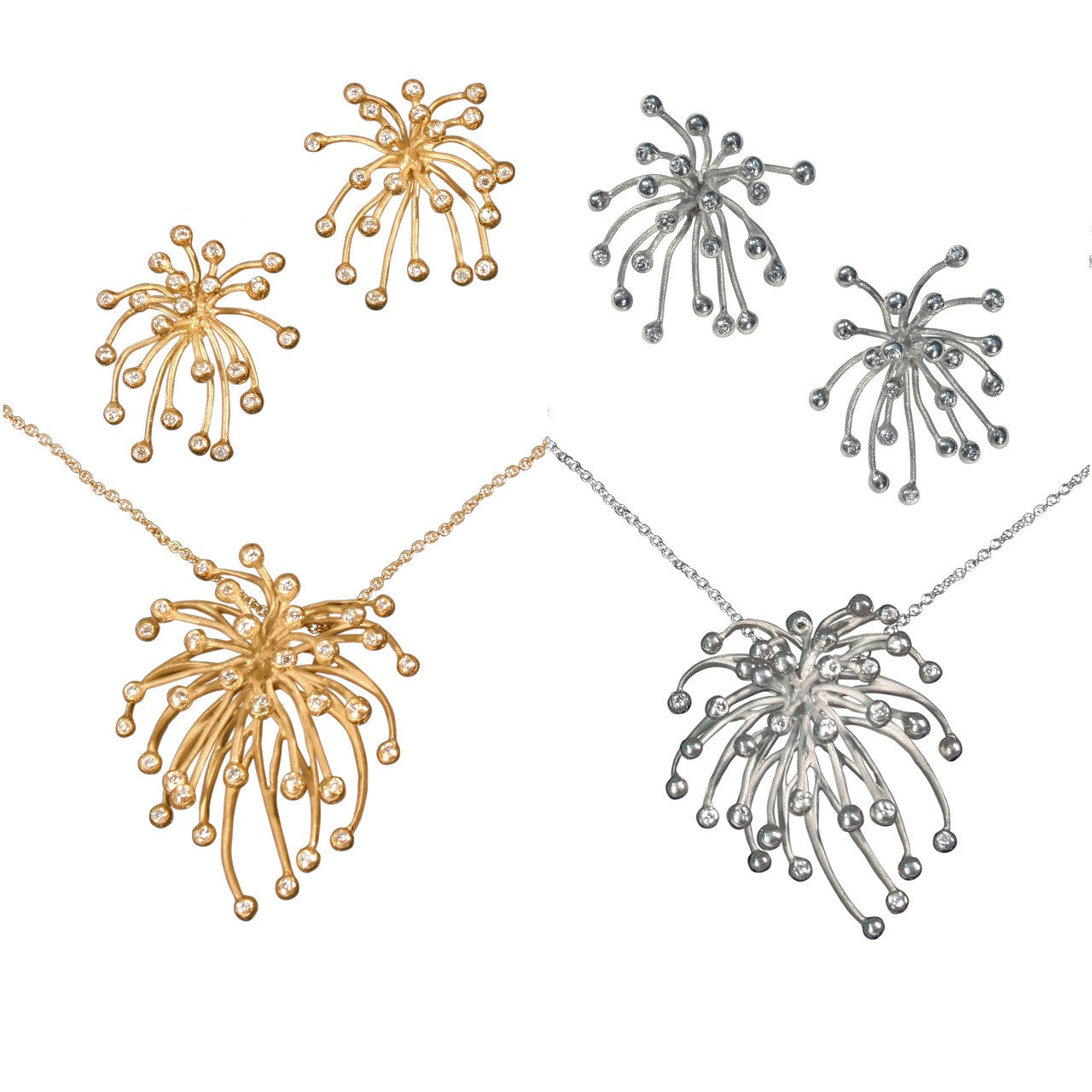 Superstar Necklace. Fireworks Pendant-Diamonds in 18K Gold: Life is a Celebration!