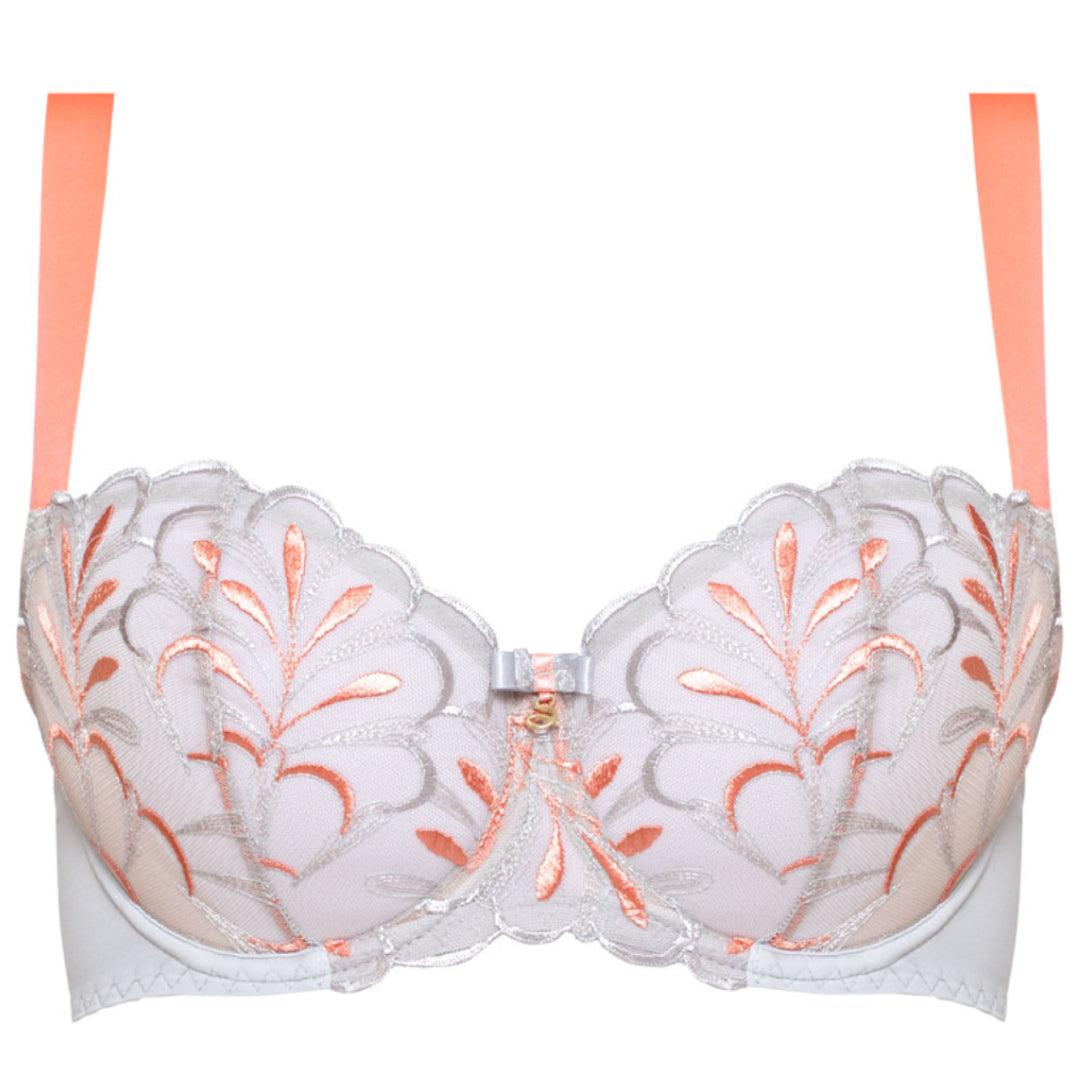 Sheer Mesh Embroidered Balconette Bra Sweet-2