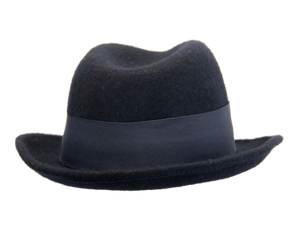 French navy mohair rabbit fur unisex fedora hat