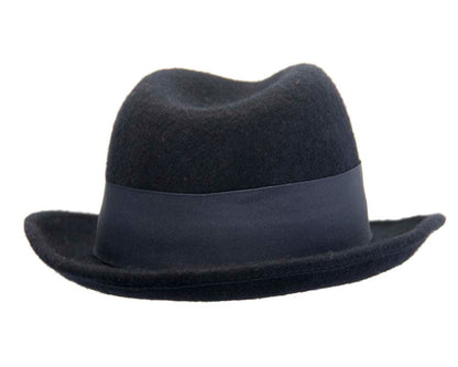 French navy mohair rabbit fur unisex fedora hat