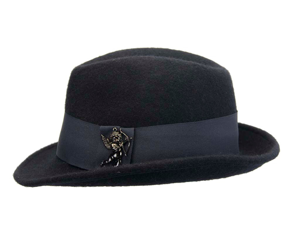 French navy mohair rabbit fur unisex fedora hat