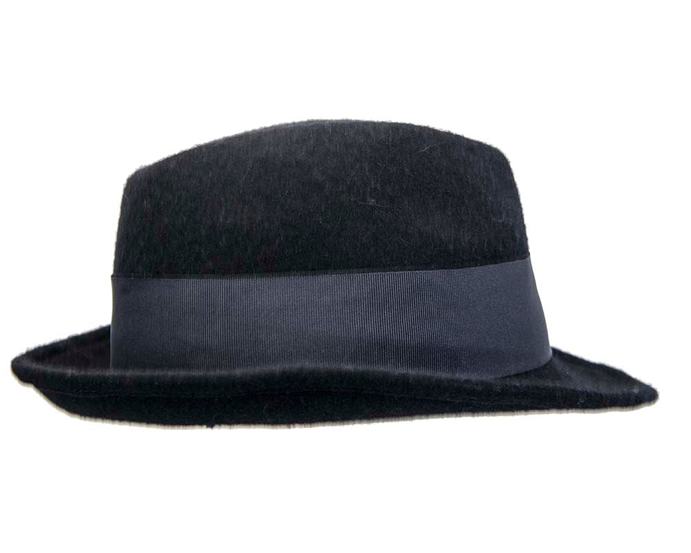 French navy mohair rabbit fur unisex fedora hat