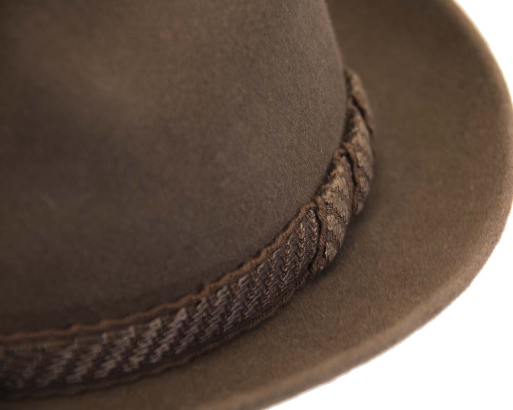 Brown unisex rabbit fur fedora hat T111