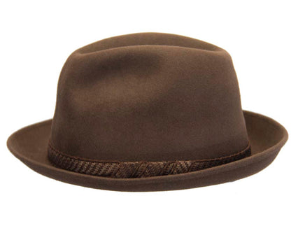 Brown unisex rabbit fur fedora hat T111